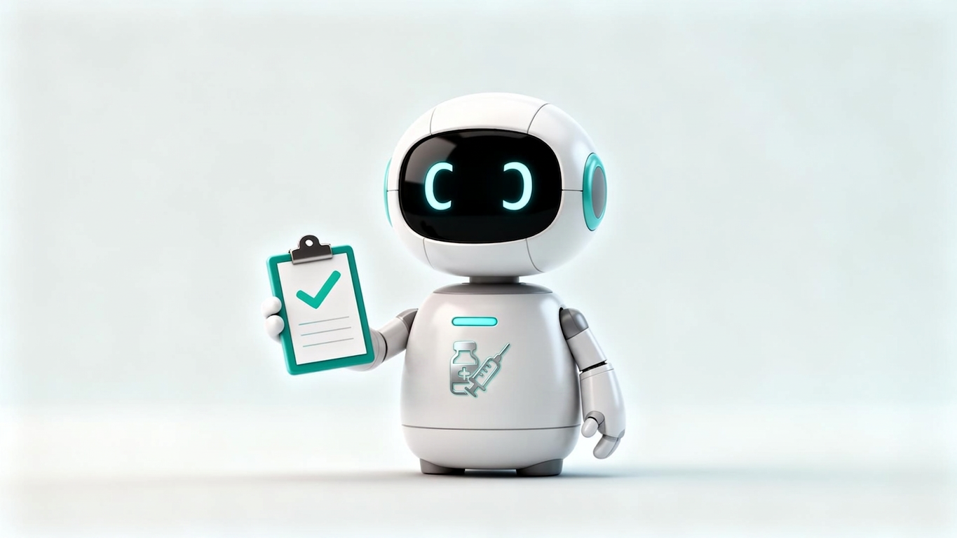 Friendly robot assistant answering vaccine questions